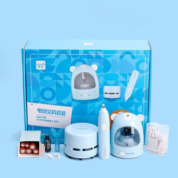 

Tenwin Sketch Electric Pencil Sharpener Electronic Erasers Mechanical - Biru Muda