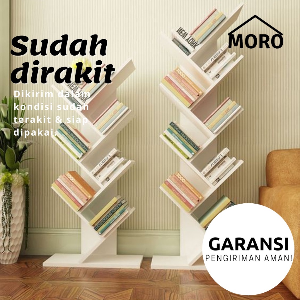 Rak Buku Kayu Minimalis Dekoratif - Rak Dekorasi Rumah - Tree Shaped Shelf - Rak Buku Model Pohon