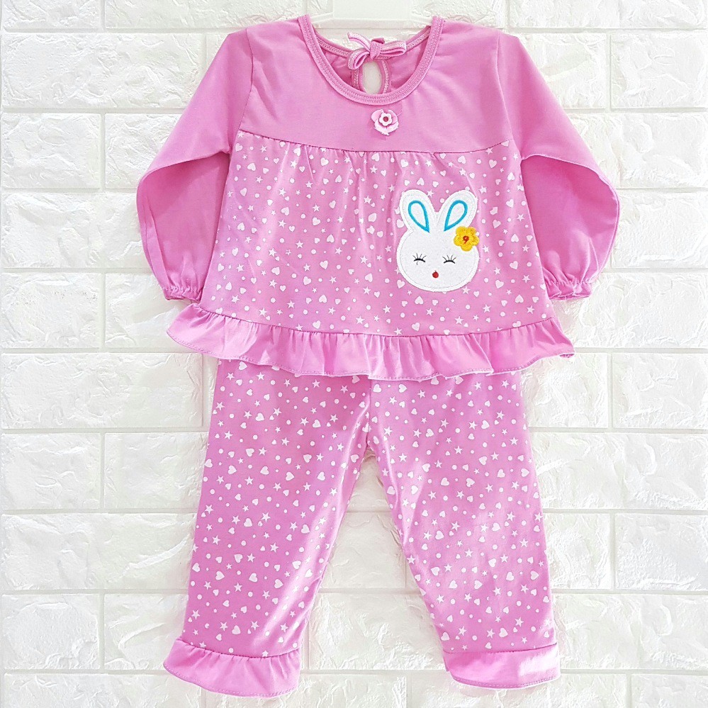 Setelan Baju Anak Bayi Perempuan Baby Girl Bear Babydoll Lucu