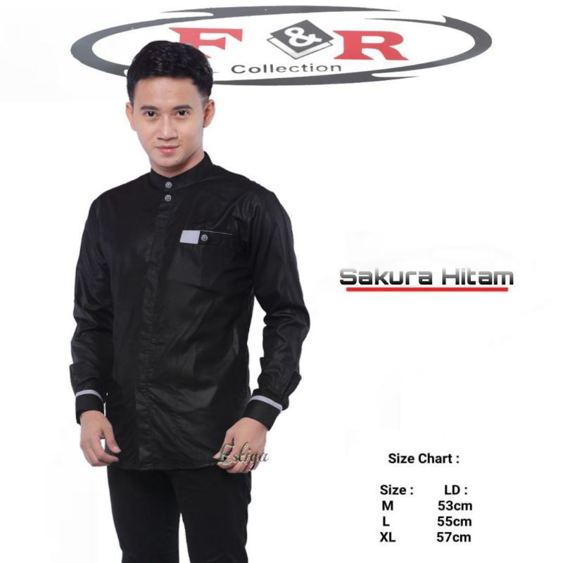 baju koko hadroh lengan panjang motif sakura terbaru