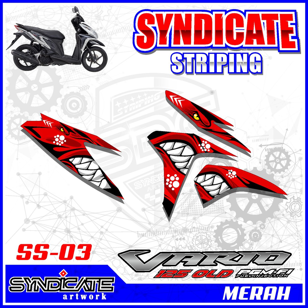Stiker Striping List Hiu Variasi Motor Honda Vario 125 Old / Lama Motif Racing Kode SS-03