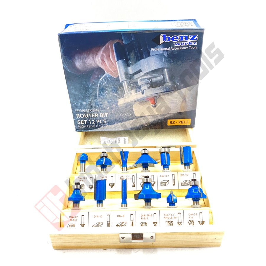 Router Bit Set 12 Pcs - Mata Profil Set - Mata Trimmer Set 12 pcs