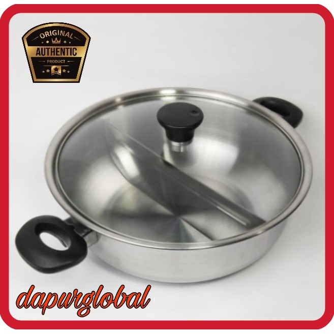 Panci Shabu Sekat 28cm / Hot Pot Sukiyaki Sukipot Suki Pan Stainless