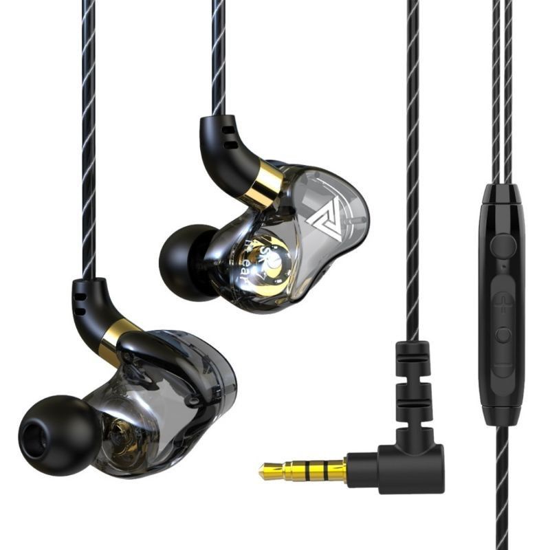 QKZ SK7 earphone Sport Dual Driver stereo bass music telfon headset mic original