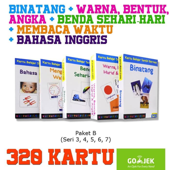 FlashCard Paket 320 Kartu - 5 Seri Indonesia- Inggris (Kartu Bayi)