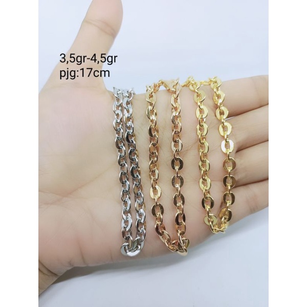 gelang nori hollo +2bel/ gelang perak asli silver 925 lapis emas/ gelang fashion impor