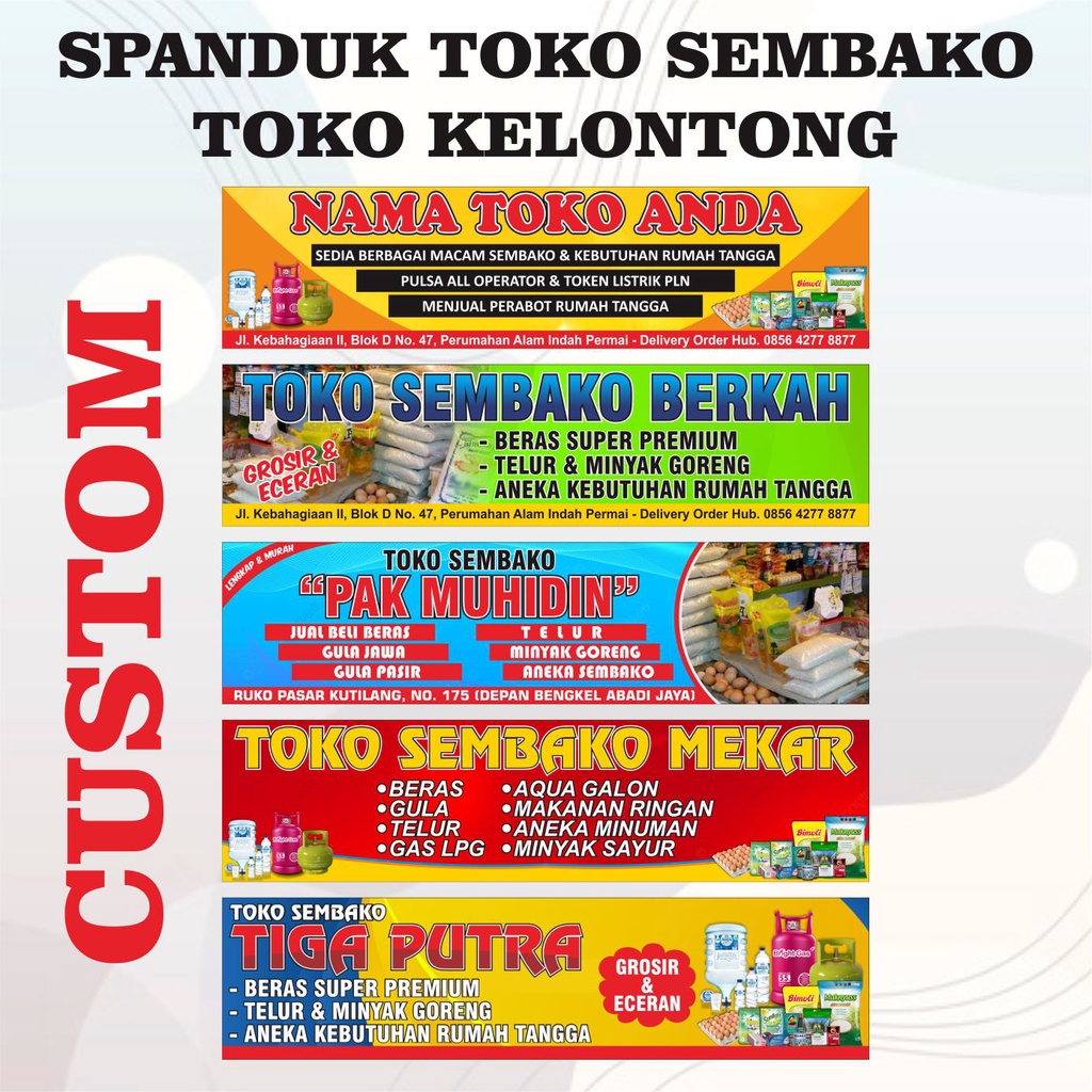 Jual SPANDUK TOKO SEMBAKO CUSTOM
