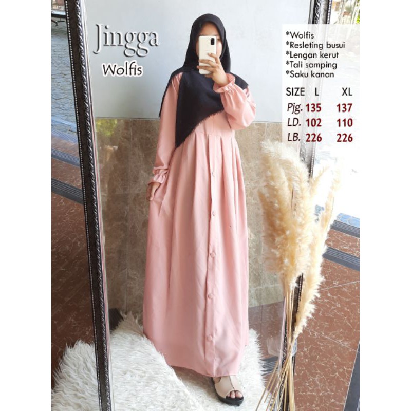 Gamis wolfis aurora/gamis wolpeach kancing/gamis wolpis polos/gamis wolvis