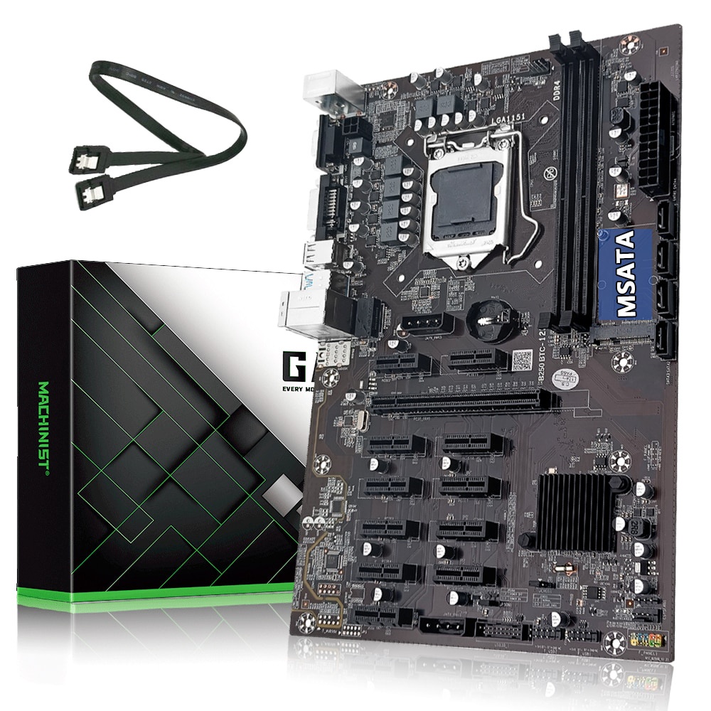 PREORDER B250 BTC Mining Motherboard LGA 1151 CPU DDR4 RAM PCIe X1 PCI-E X16 mSATA USB 3.0 VGA DVI-I