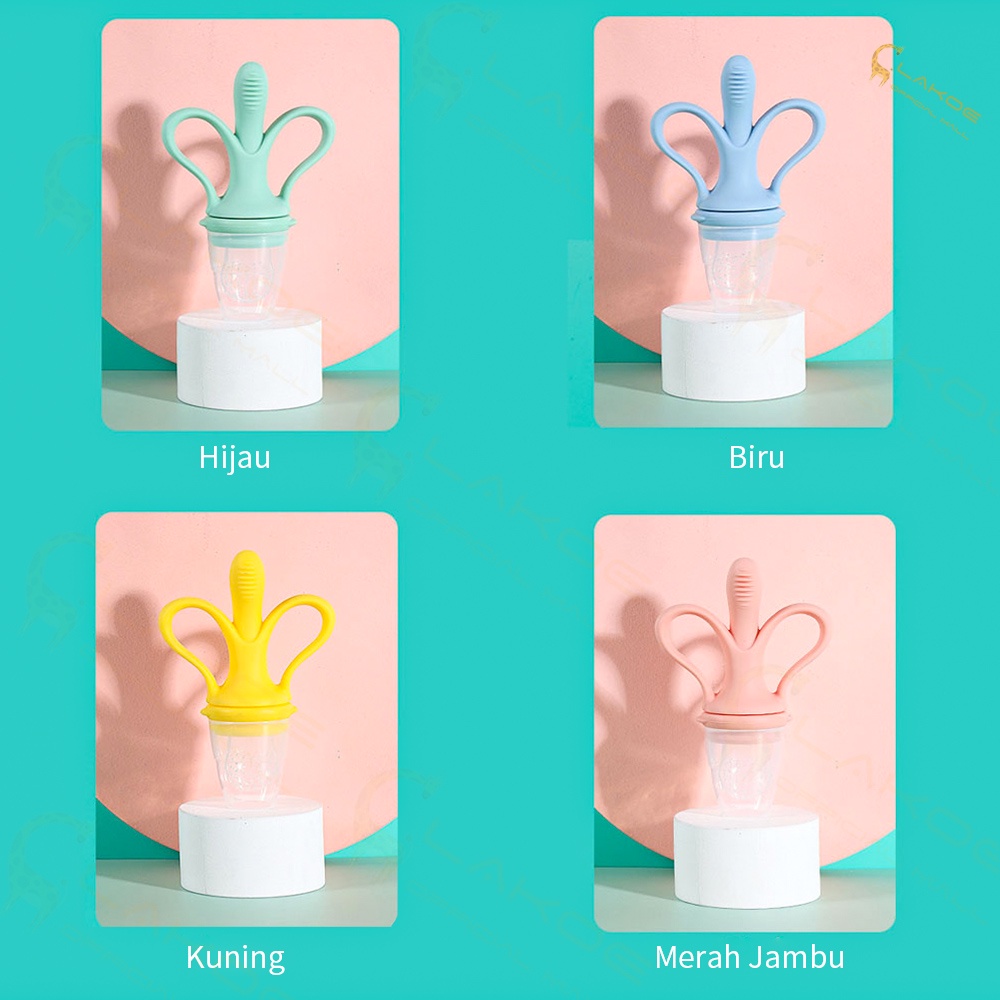 Mainan gigitan teether bayi  dot buah bayi 2 in 1 behan silikon-3