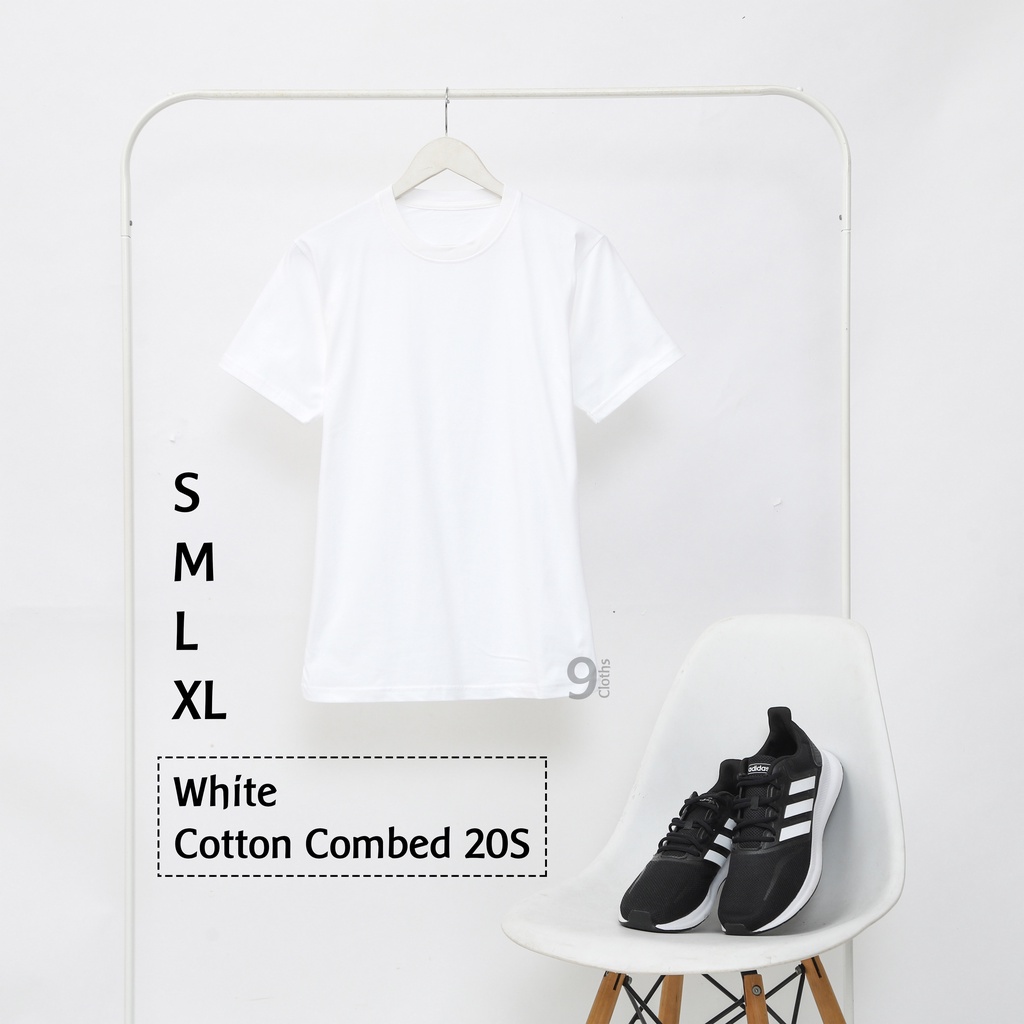KAOS POLOS LENGAN PENDEK UNISEX COTTON COMBED 20S PREMIUM T-SHIRT-WHITE