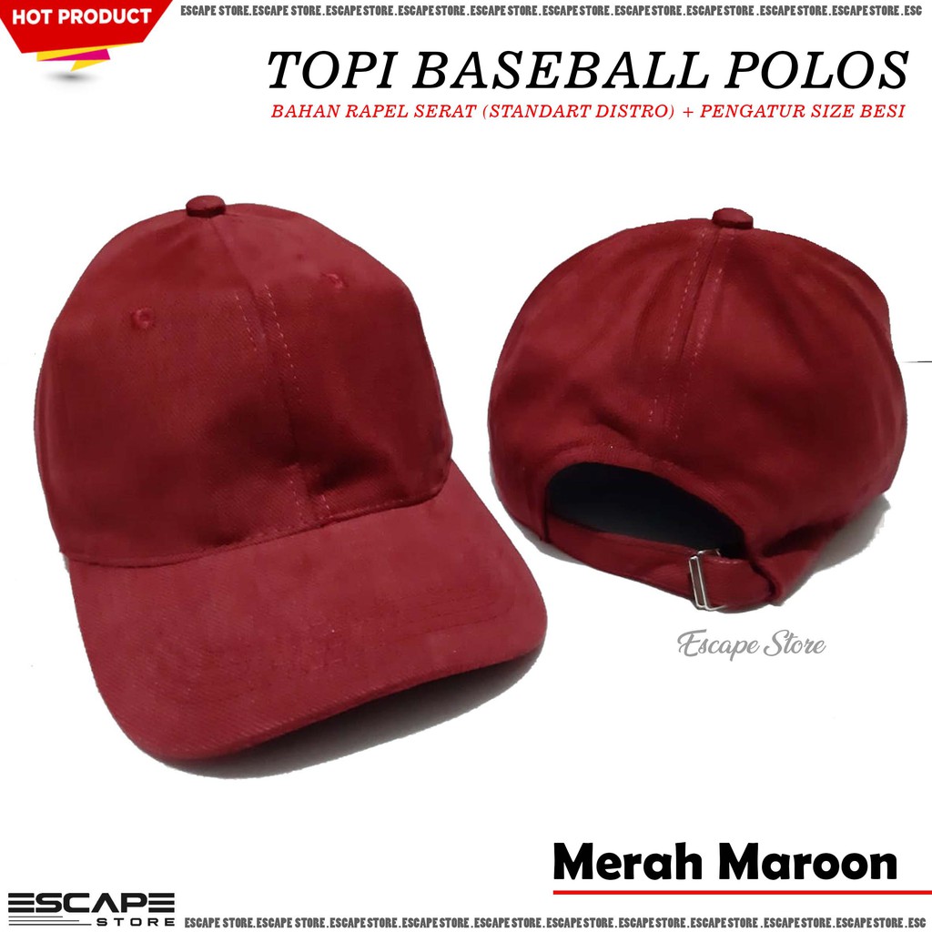 Topi Baseball Polos / Topi Distro Murah / Topi Pria Wanita - Maroon