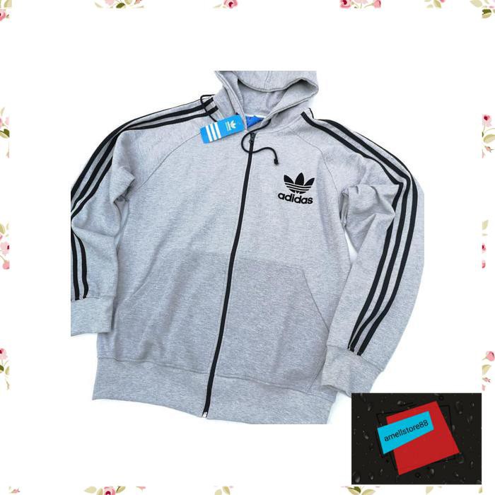 Jaket Pria parasut parka gunung HOODIE ADIDAS CALIFORNIA LIGHT GREY FLEECE KATUN GRADE ORIGINAL PP27