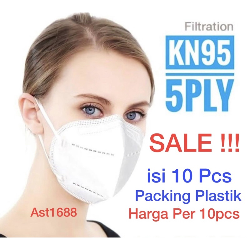 Masker KN95 Warna putih isi 10pcs Packing Plastik