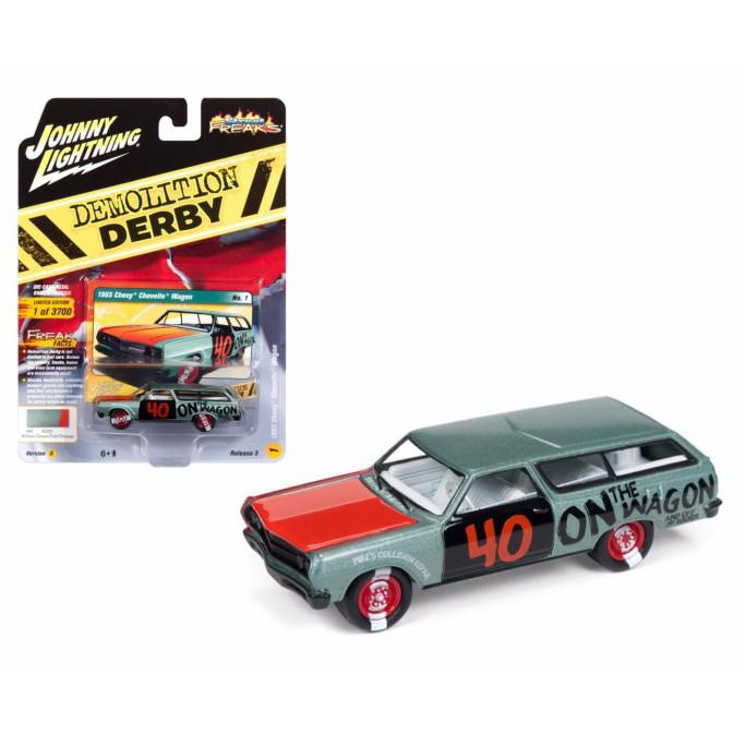 Hot Sale Johnny Lightning 1/64 1965 Chevy Chevelle Wagon Demolition Derby Poly Limited