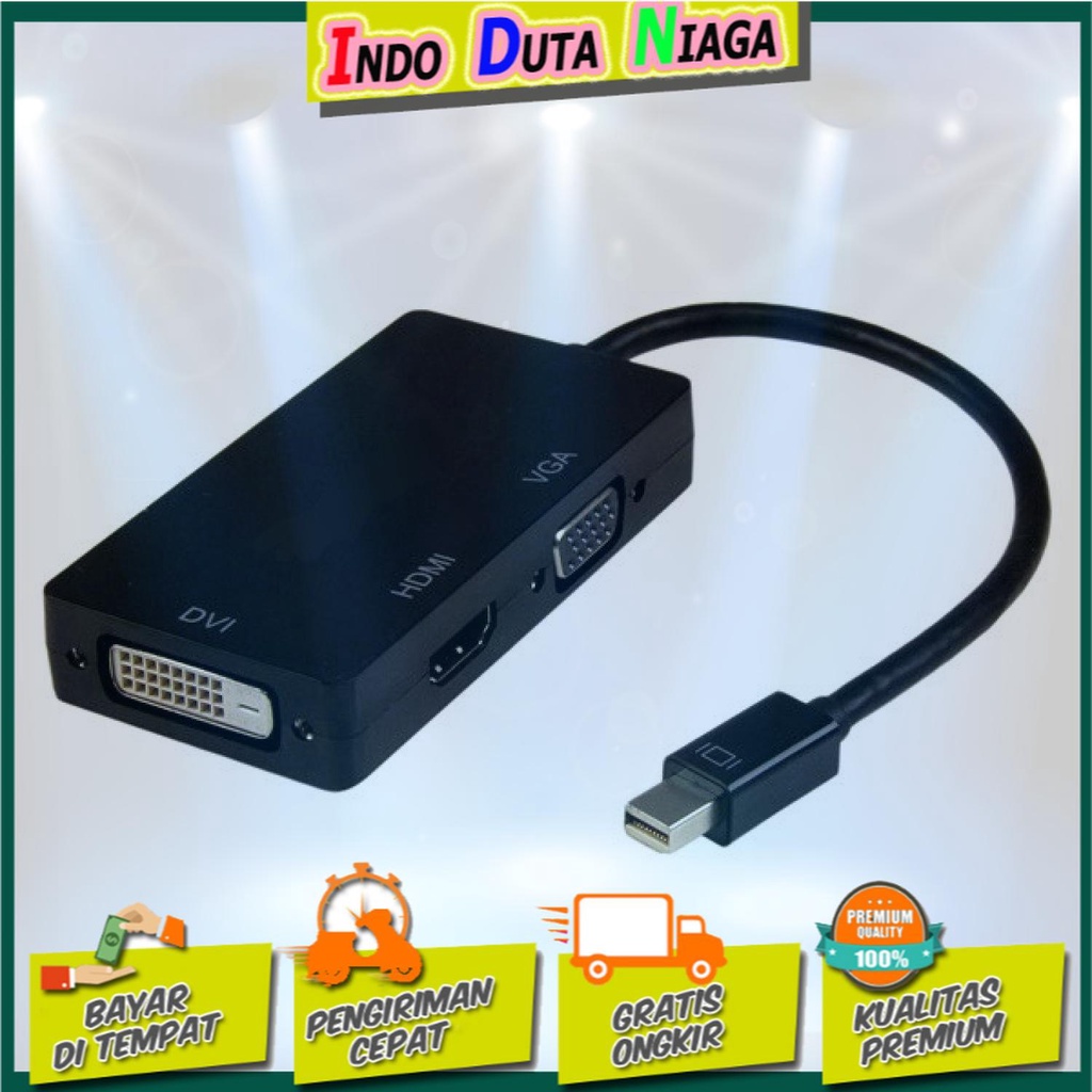 IDN TECH - Konverter Mini Displayport ke HDMI/DVI/VGA (Thunderbolt Compatible)