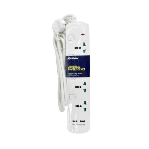 Krisbow Stop Kontak 4 Socket Universal Dengan USB