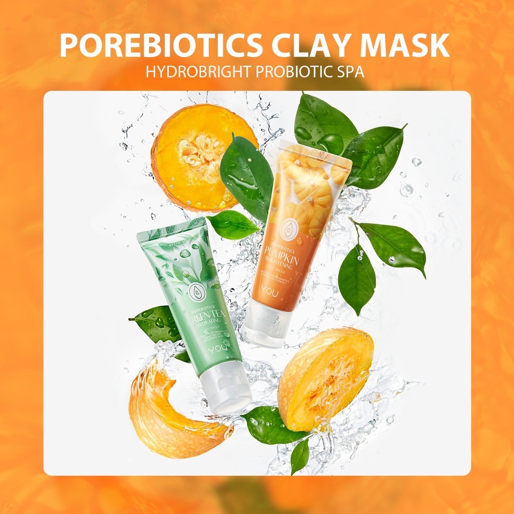 ⭐ BAGUS ⭐ YOU POREBIOTICS CLAY / SLEEPING MASK 50gr | Masker Wajah Pumpkin Green Tea