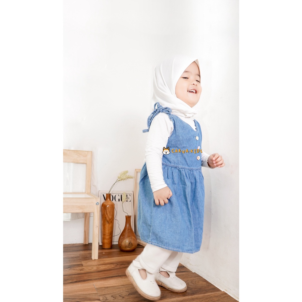 patch bordir dress anak perempuan korea dress anak cewek jeans dress anak andin original denim 1-7 tahun