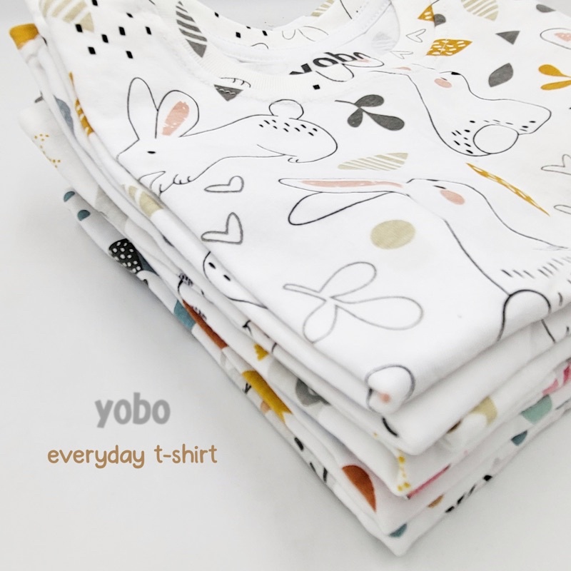 (LARGE SIZE 8-12) YOBO Everyday T-Shirt | Baju Kaos Santai Bayi &amp; Anak