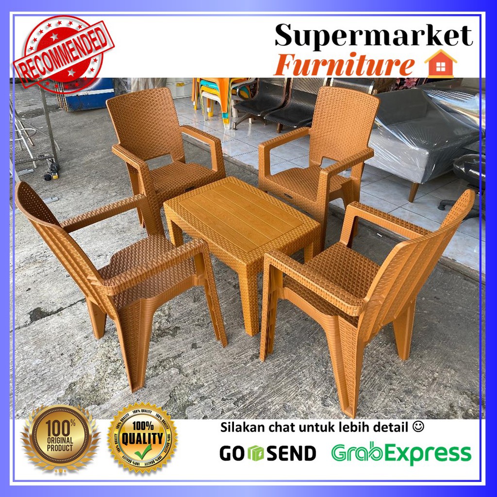KURSI PLASTIK NAPOLLY SET BIG 8R3 4KURSI + MEJA OST PANJANG