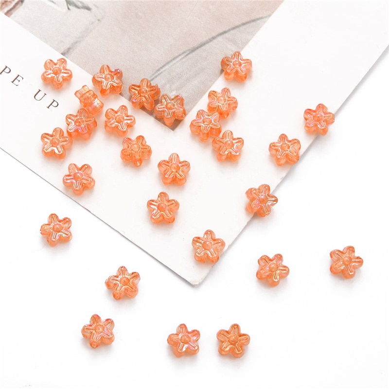 20pcs 6.5mm AB Color Flower Beads With Hole Acrylic Loose Spacer Beads For DIY Jewelry Making Bracelet Necklace Accessories