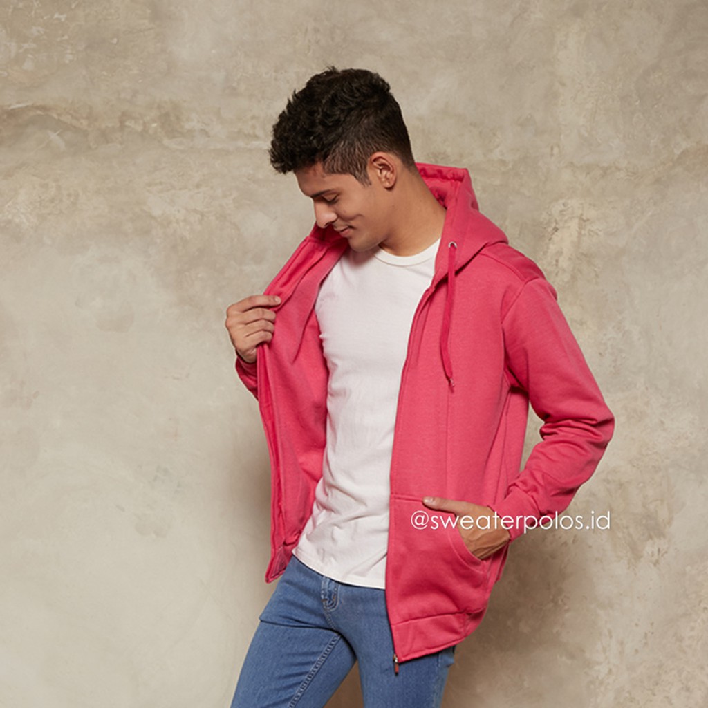 SWEATERPOLOS JAKET HOODIE ZIPPER PINK FANTA PRIA M - XL POLOS