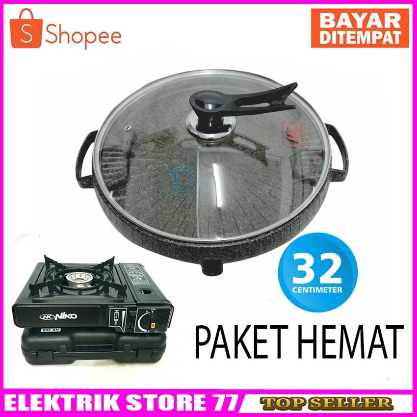 HC Bulgogi Pan 32cm Grill Panggangan BBQ + Kompor Portable NIKO NK268