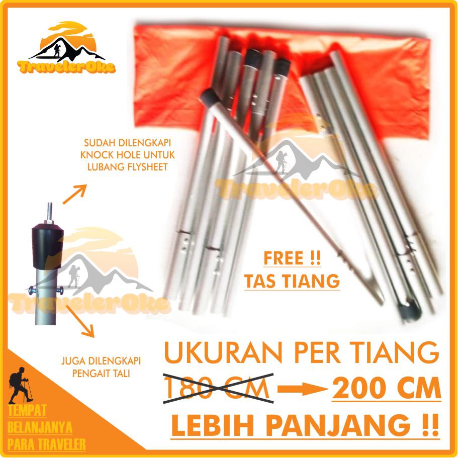 Tiang Flysheet Alumunium Tarptent Awning Tenda Mobil Camping Campervan Tarp Tent