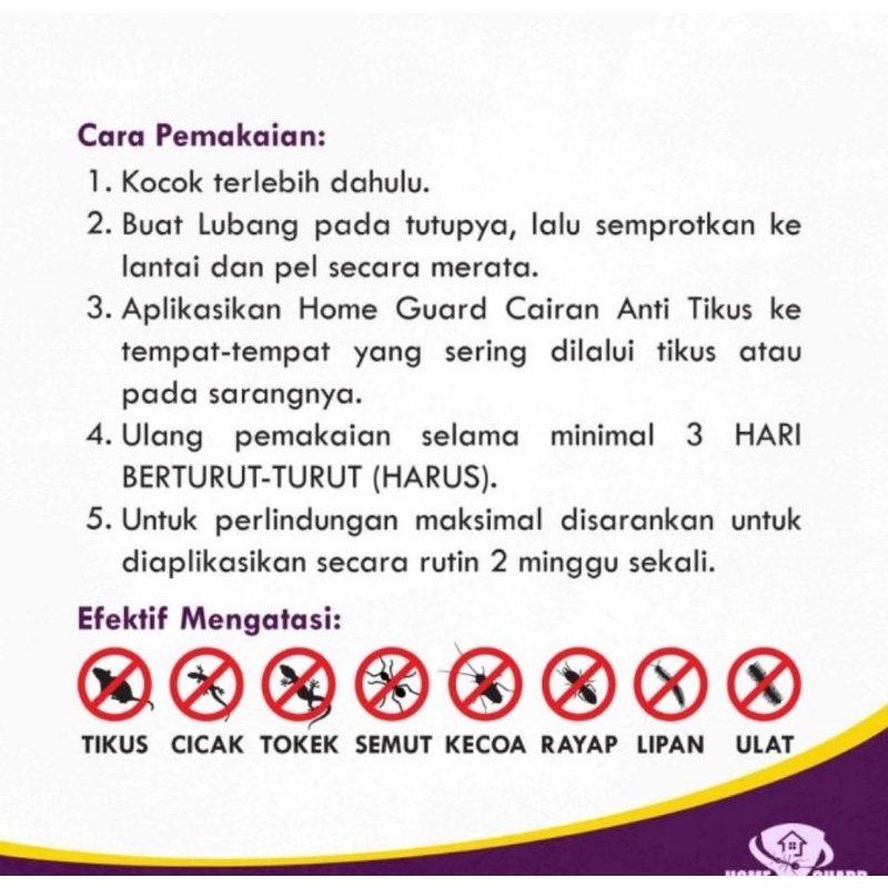 Home Guard Cairan Anti Tikus 250ml/Anti Cicak/Anti Tokek/Anti Serangga