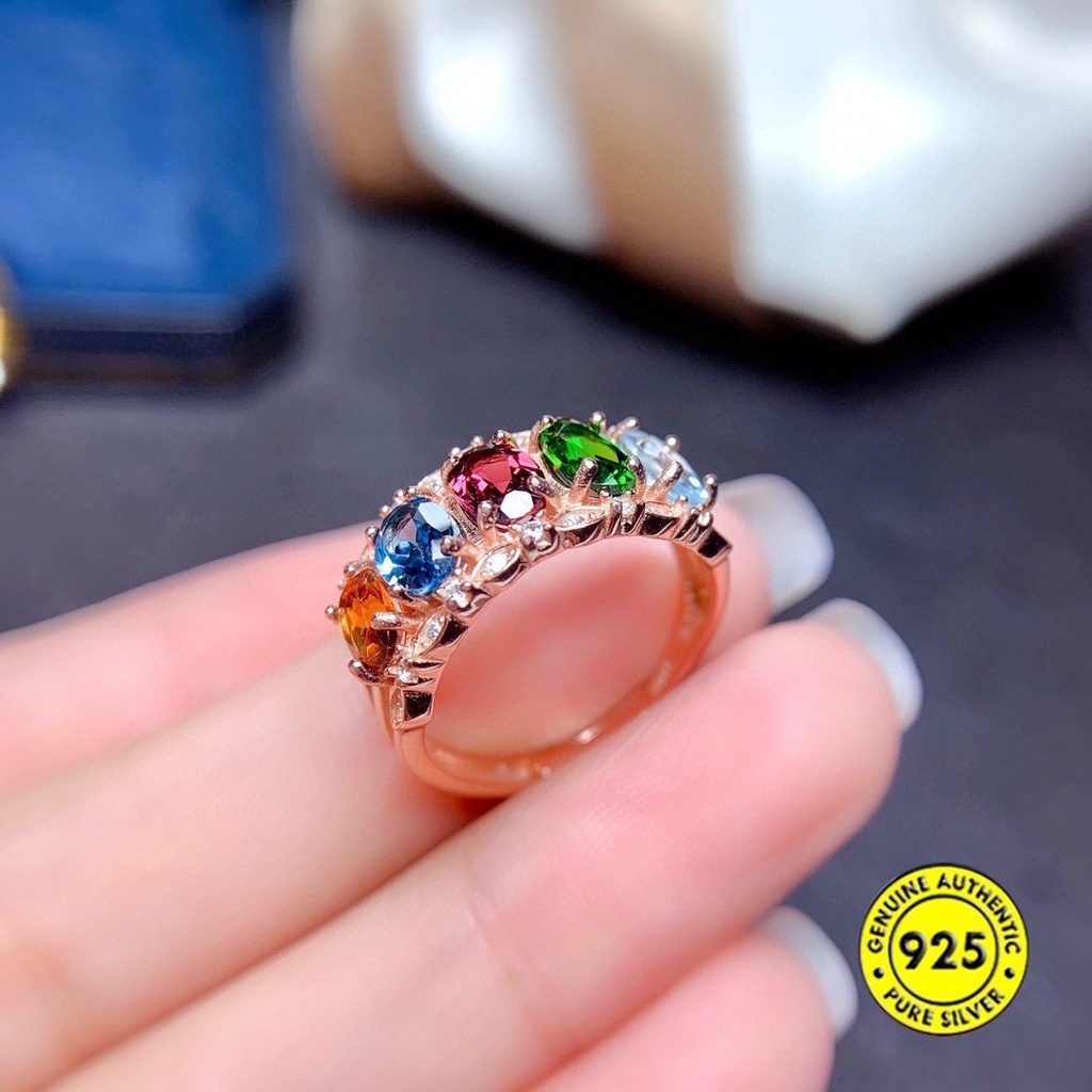 Cincin Batu Permata Kristal Alami Model Terbuka Dapat Disesuaikan Untuk Wanita