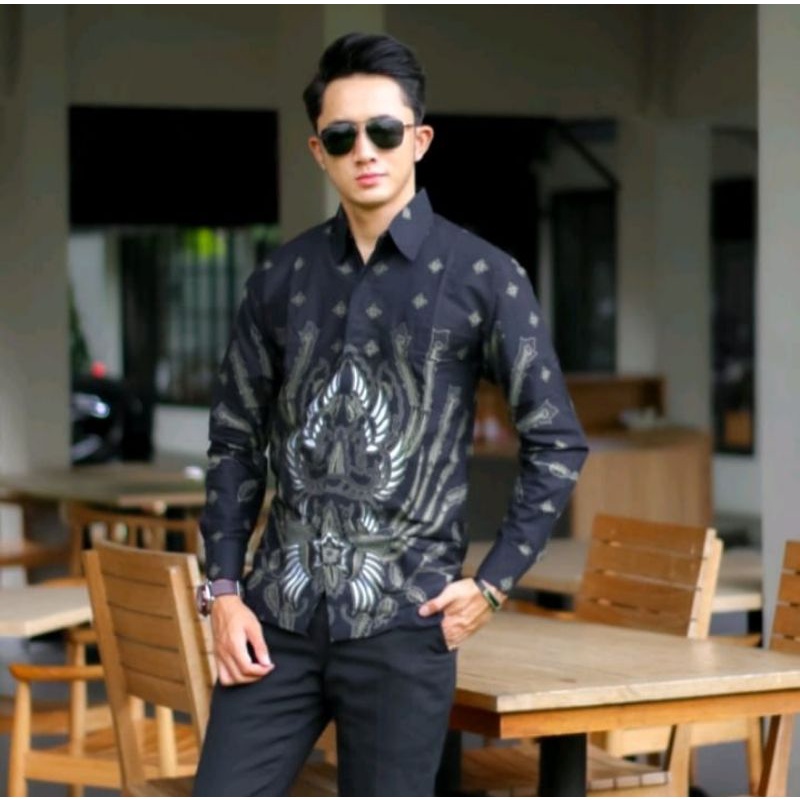 BAJU BATIK KEMEJA PRIA LENGAN PANJANG BERLAFIS PURING