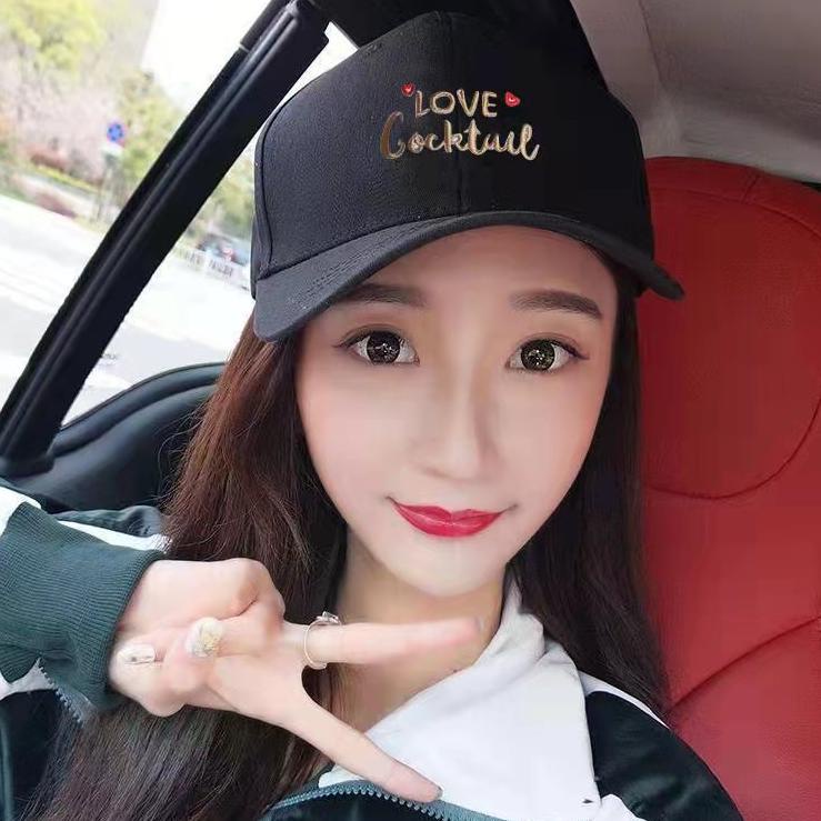 Harga Terbaik (Hello Girl)MZ14 Topi Baseball Wanita Import Motif Love Cocktail .