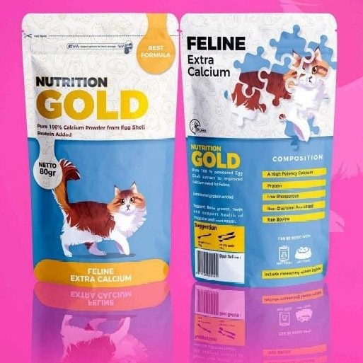 Nutrition Gold Extra Calcium - Vitamin Tulang &amp; Gigi Kucing 80gr