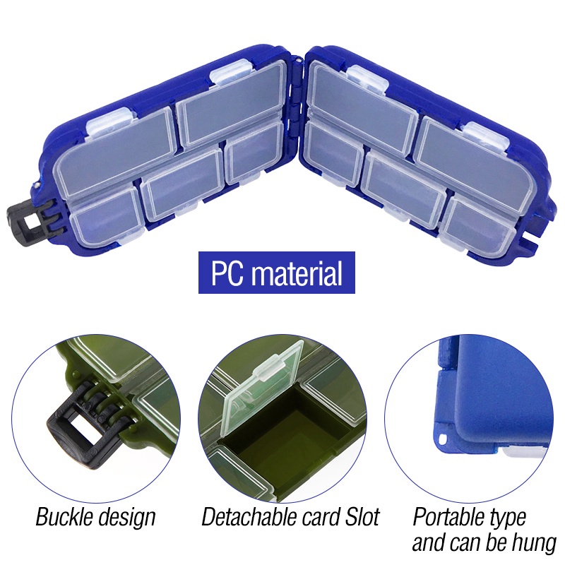 1pc Kotak Penyimpanan Umpan Pancing Dua Sisi 10 Kompartemen Anti Air