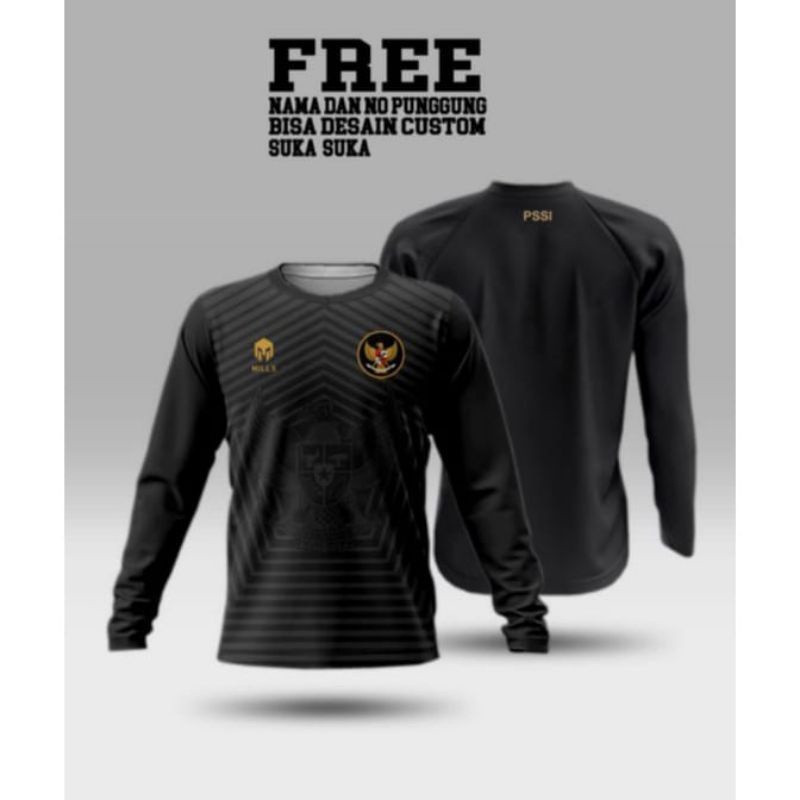 Jersey timnas Indonesia baju kaos bola timnas mills away lengan panjang