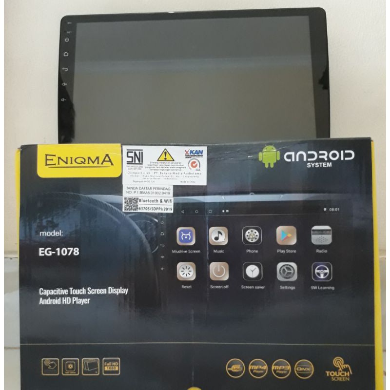 Head unit double din enigma eg-1078 android 10 inch ram 2 + 32 voice command
