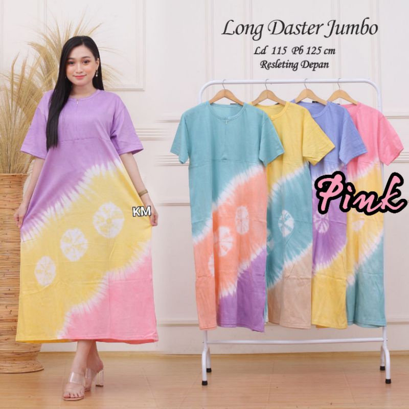 LONG DASTER KAOS JUMBO BUSUI MOTIF TIEDYE BATIK PEKALONGAN HOMEDRESS WANITA KEKINIAN