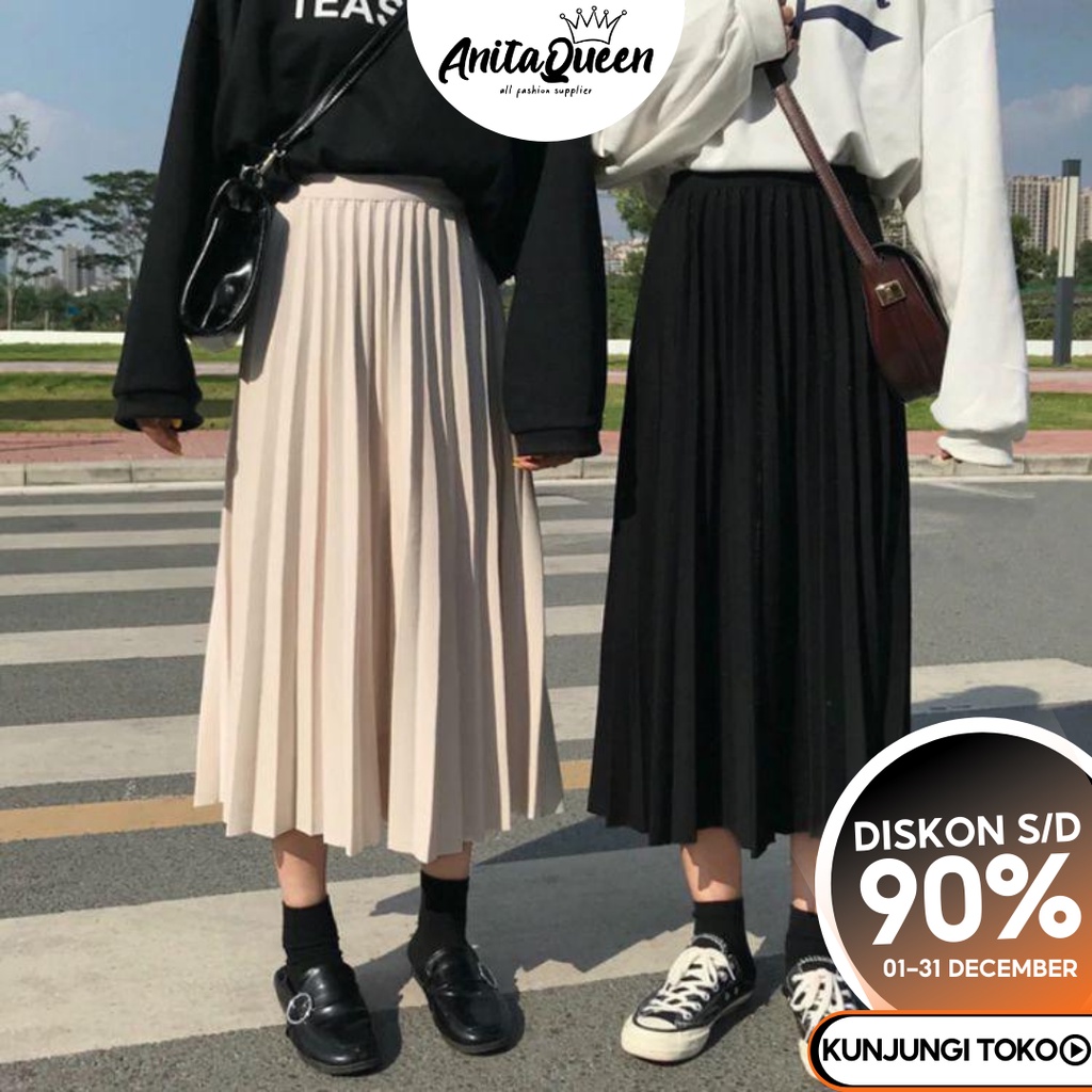 rok plisket pendek wanita 7/8 /rok payung wanita rok anak abg payung