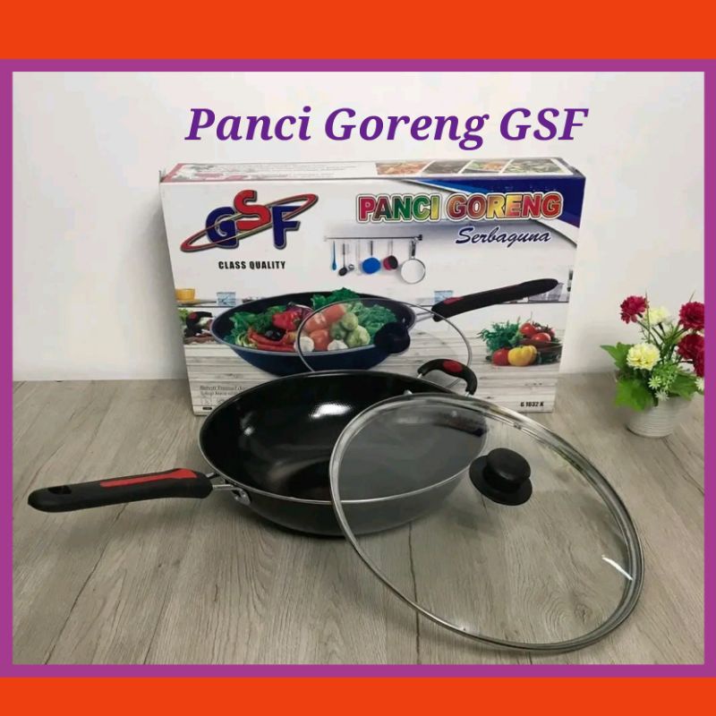 Panci Goreng Serbaguna Tutup Kaca GSF/ Panci Anti Lengket Anti Gores