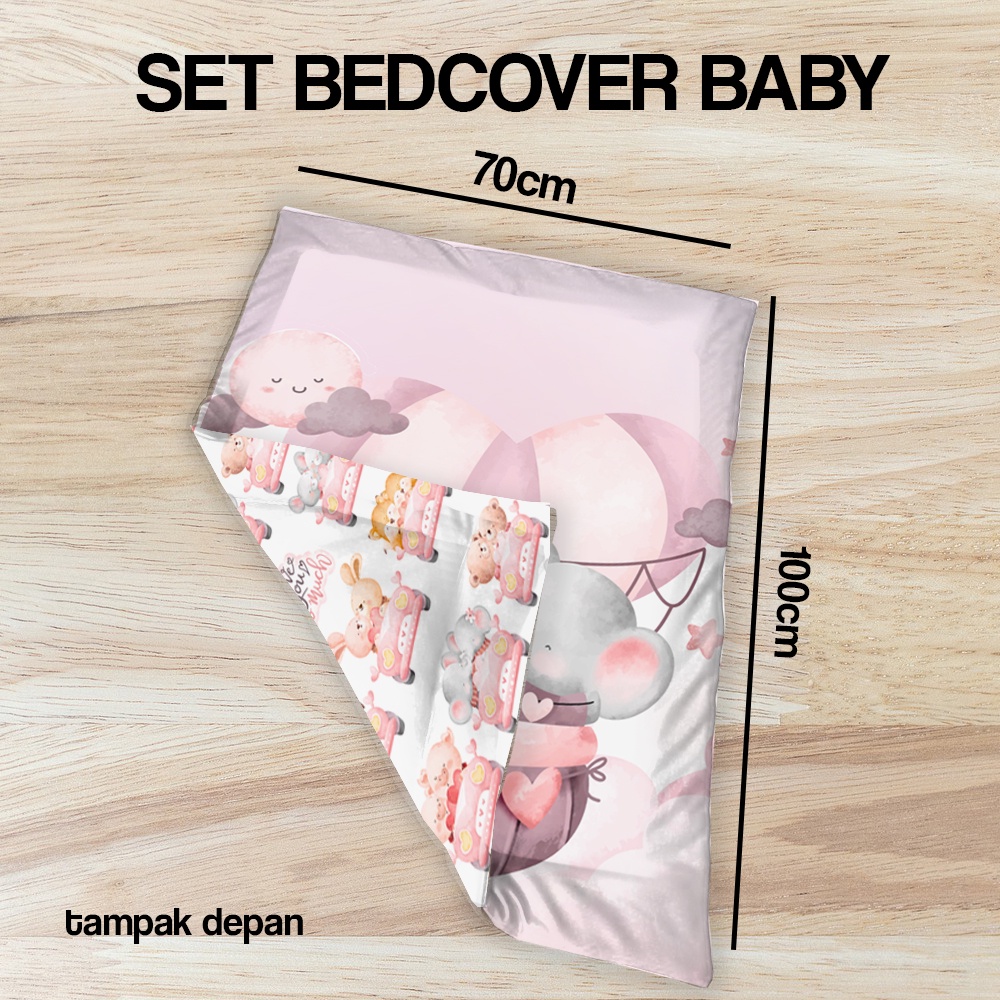 Bedcover Bayi Set Lengkap ( Bedcover, Bantal Guling Bayi, Bantal Peyang) Kado Bayi Motif Anak Katun Lucu