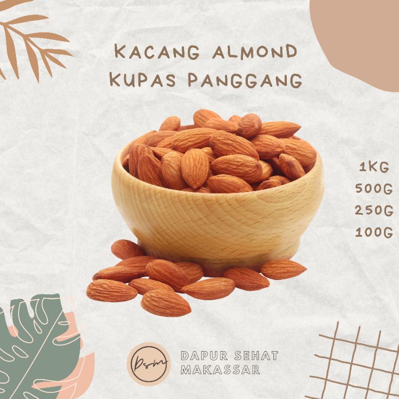 KACANG ALMOND PANGGANG ROASTED KUPAS COD ASI BOOSTER PELANCAR ASI PENGUAT IBU HAMIL CEMILAN SEHAT