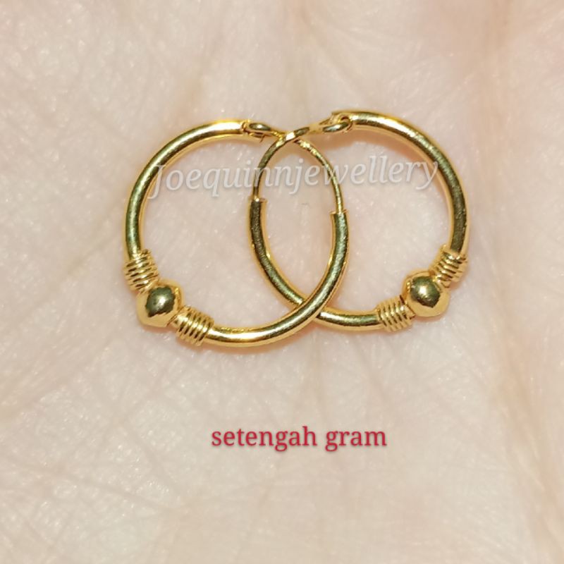 anting bulet titik satu emas muda