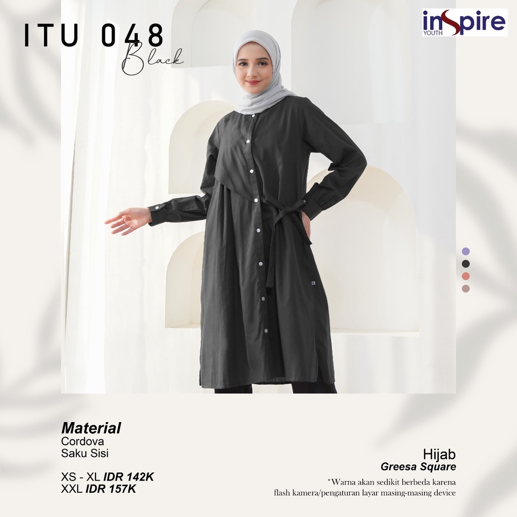 Inspire ITU 48 Atasan Tunik Muslimah Bahan Cordova Baju Wanita Polos Casual Outfit Daily OOTD