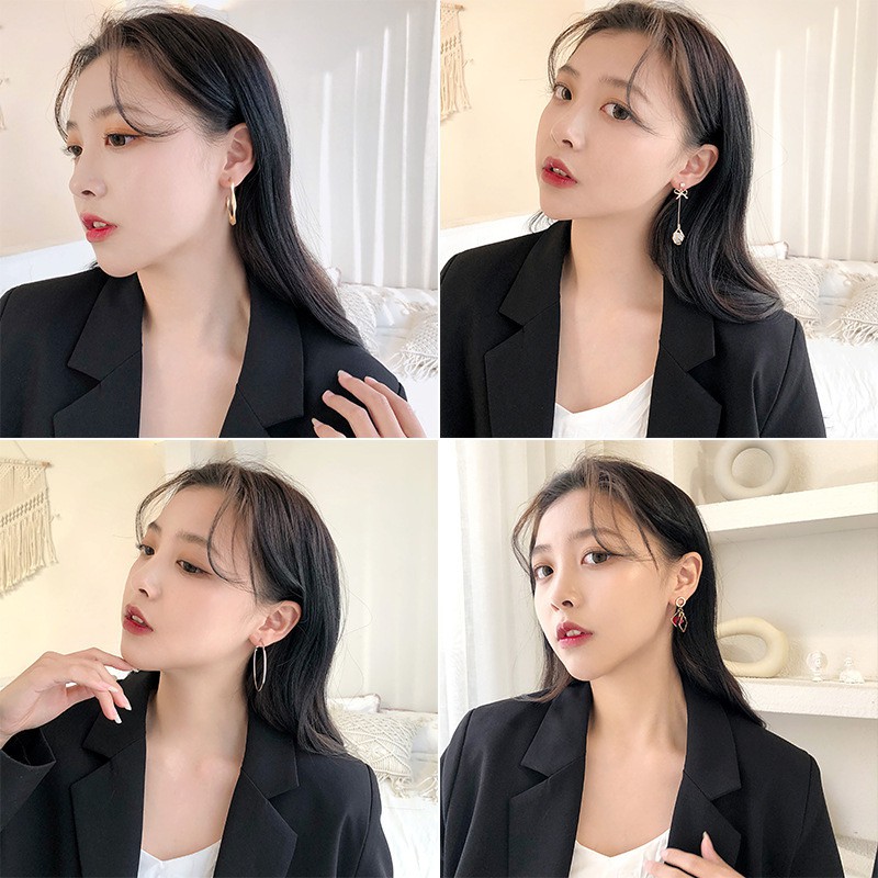 Anting Perempuan Korea Cahaya Dingin Anting Angin Tipis Panjang Bergegas Earrings Anting Trend Liar