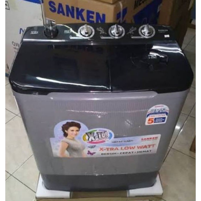 SANKEN MESIN CUCI 2 2 Tabung Kapasitas 7,5Kg Tabung Twin Tub - TW-8827N - Hitam Low Watt