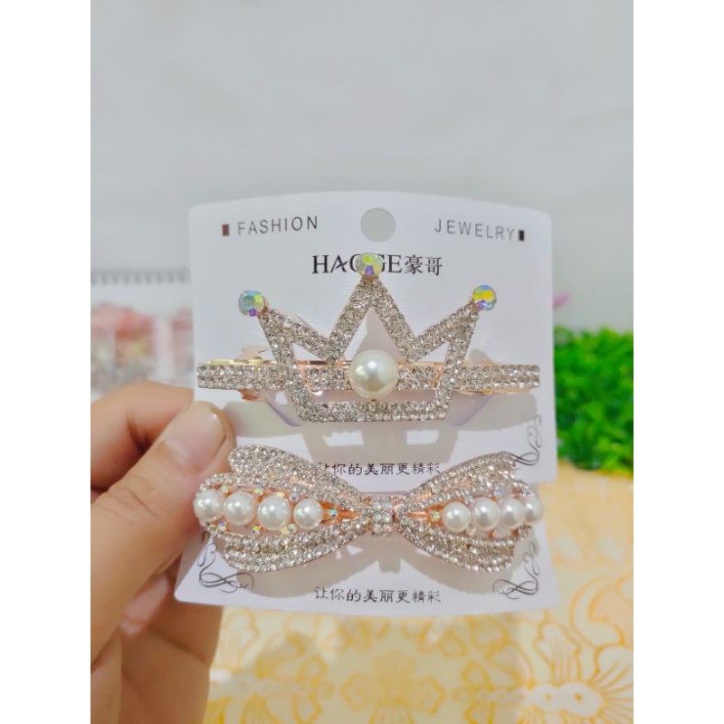 jepit rambut korea otomat mutiara zirkon baru JO24#