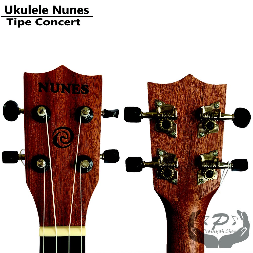 Nunes Ukulele Concert Kayu Natural Wood Gitar Kecil Kentrung Mini