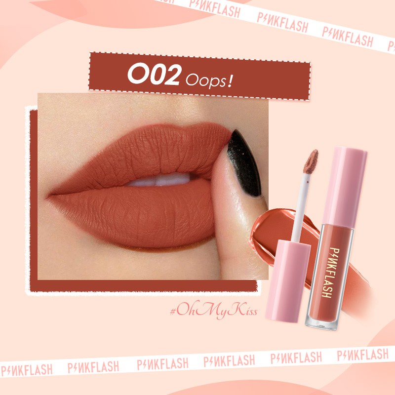 PINKFLASH Lembut Tahan Matte Lipstik Lama Pelembab Pigmentasi Tinggi O02 1 Piece