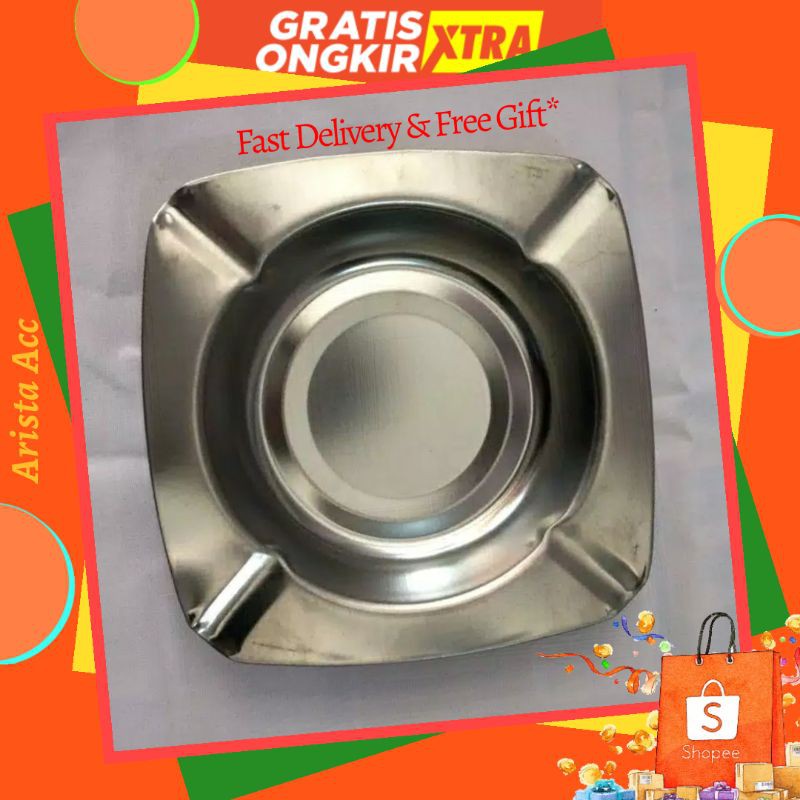 Asbak stainless BULAT KOTAK ASBAKROKOK